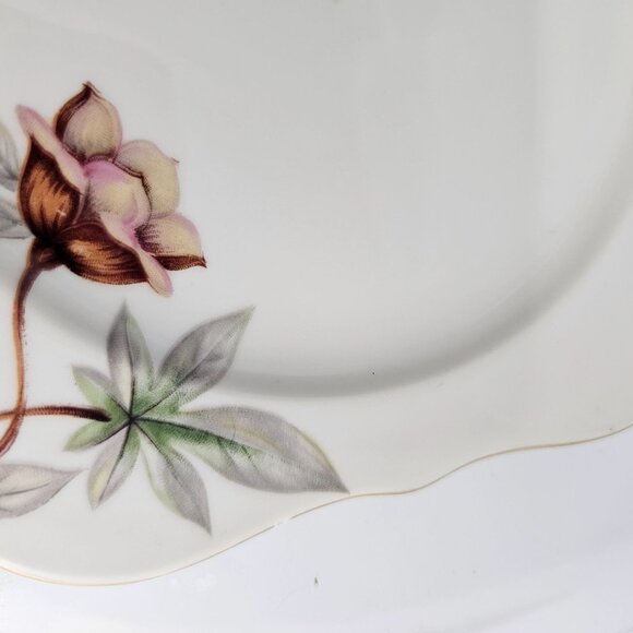 6 Blue Woodrose Square Lunch Plate 7.5" Meito Japan salad gold scalloped edge vt - Picture 4 of 9